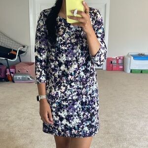 H & M 3/4 sleeve water color floral dress size small